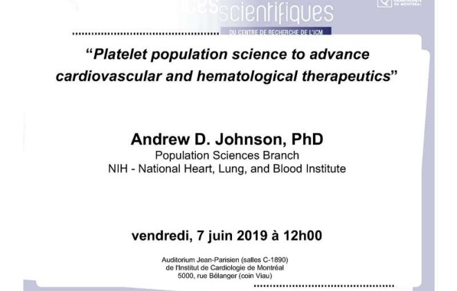 Conférences scientifiques – Andrew D. Johnson, PhD